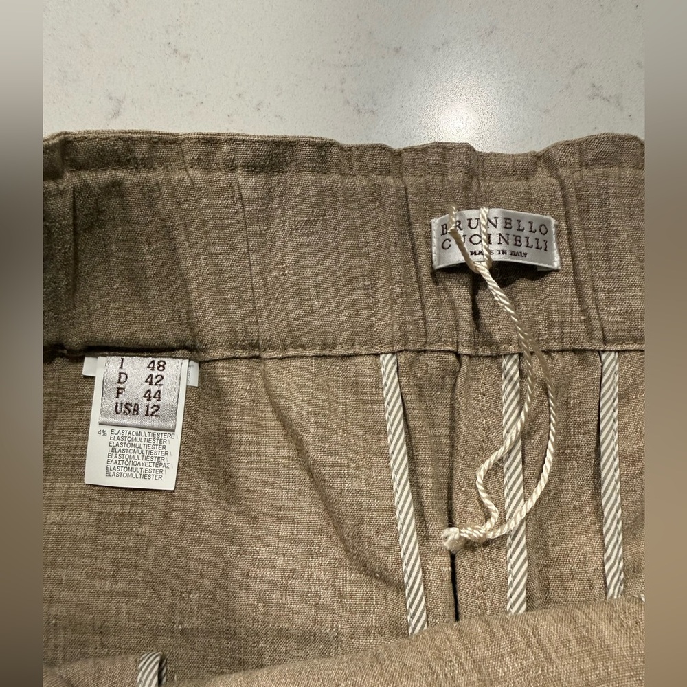 Brunello Cucinelli Neutral Beige Linen Pants - Picture 12 of 12